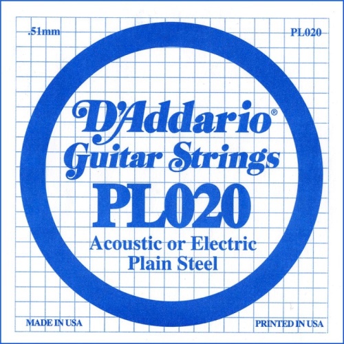 D'ADDARIO PL020 Single Plain Steel 020